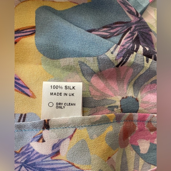 Soler Silk‎ Floral Peasant Midi midi Dress floral 100% silk - Picture 4 of 4